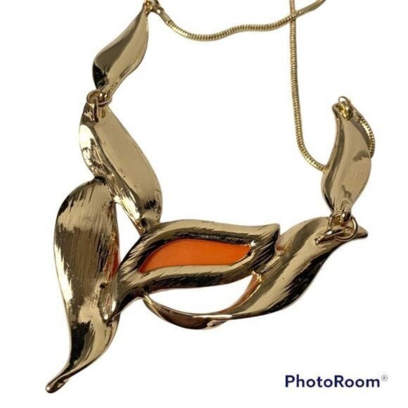 LEAVES Gold-Tone Enameled Statement Necklace - Picture 6 of 7